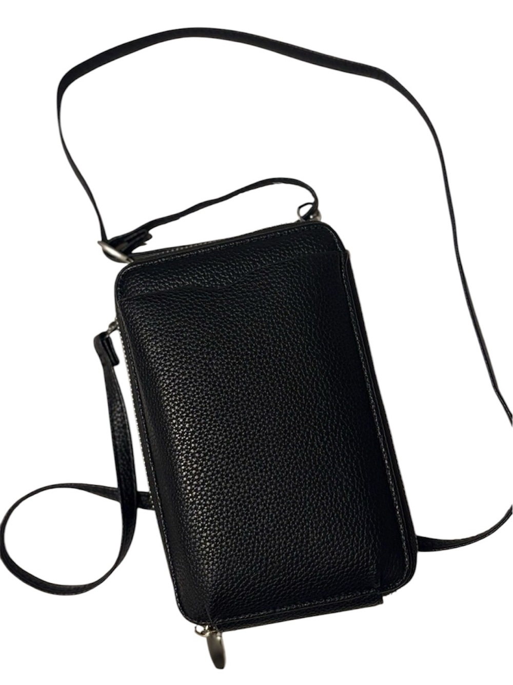 Classic Black Faux Leather Crossbody Bag